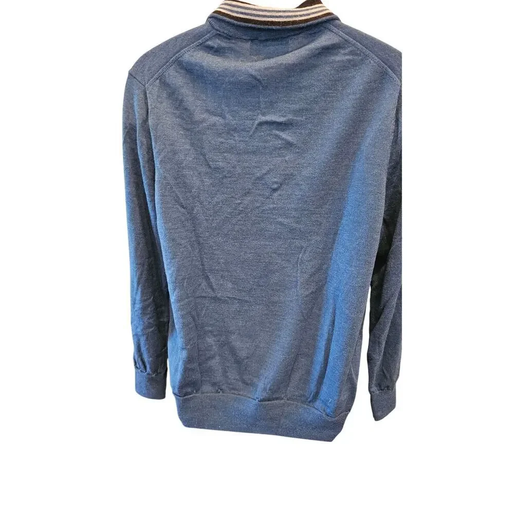 Brooks brothers blue 1/4 zip 100% merino wool EUC preppy casual warm winter XL